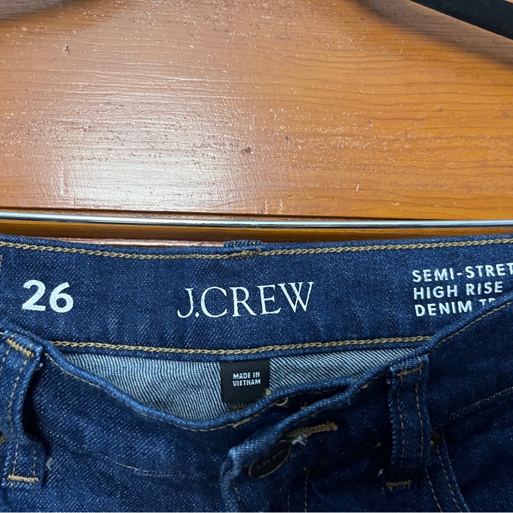J. Crew Dark Blue Denim Trouser Jeans semi-stretch High Rise - Picture 2 of 10